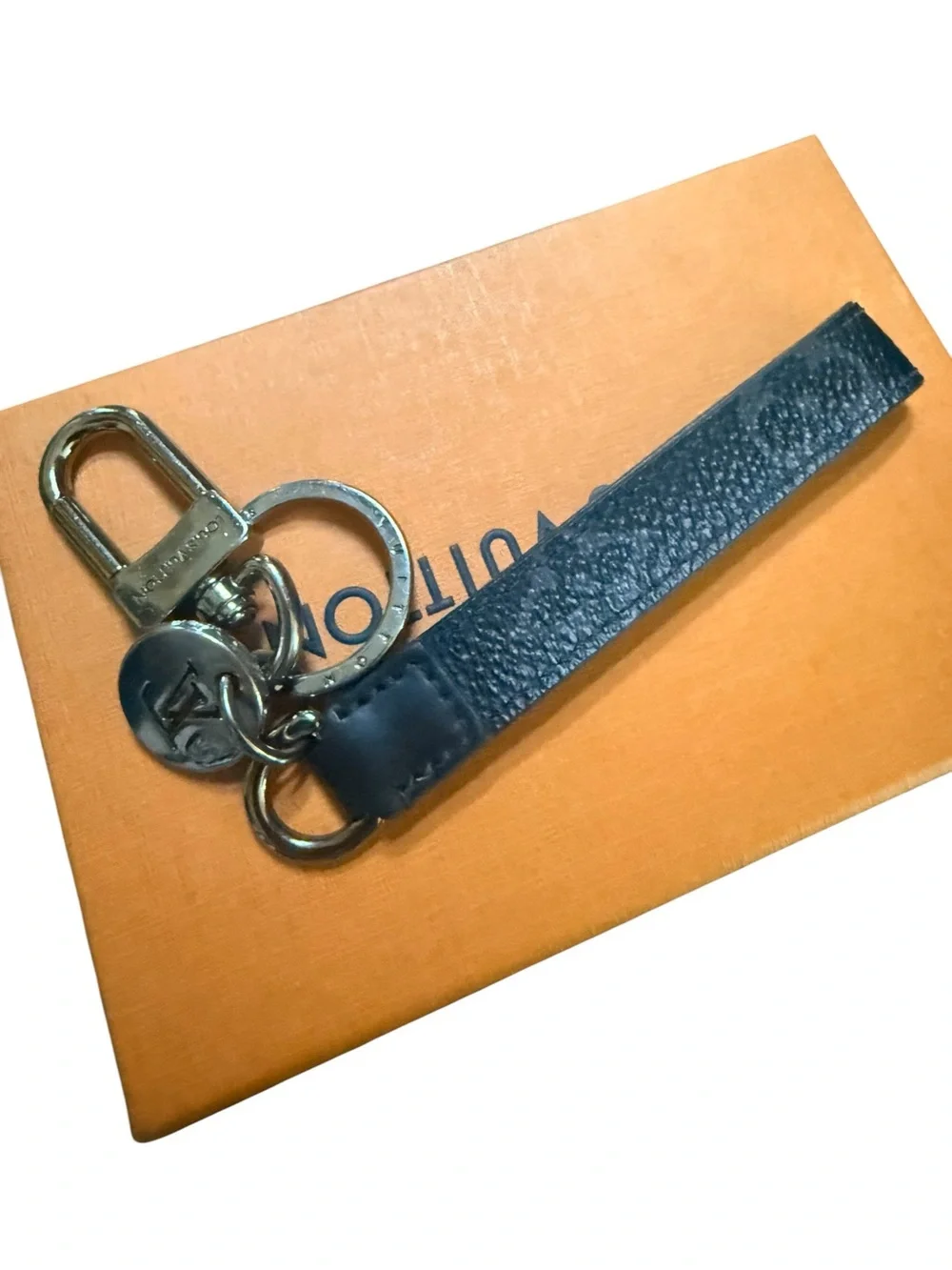 Louis Vuitton Black Monogram Eclipse Leather Key Charm with Silver Hardware